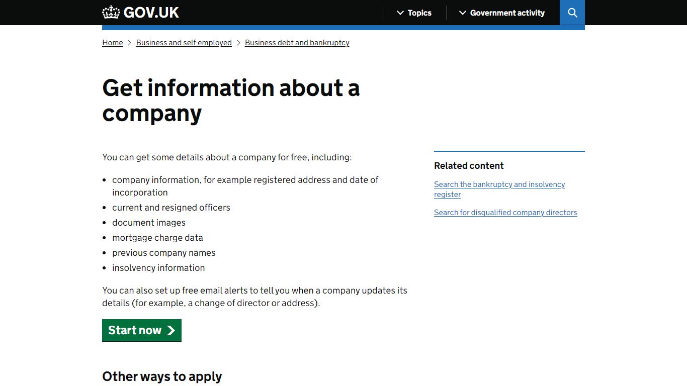Get information about a company - GOV.UK